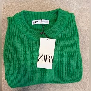 ZARA Green Knit Sweater • New With Tags • Size S
